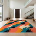 thumbnail image 1 of Design&I 5'x7' Washable Area Rug Snag-Free, Skid-Resistant Orange Vibrant Funky Contemporary Abstract Offset Shapes Playful for Dining Room, Under Table, Home Office, 1 of 7