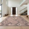 thumbnail image 1 of Design&I 5'x7' Washable Area Rug Snag-Free, Skid-Resistant Pink Blush Stepped Border Geometric Pastel Taupe Mauve Argyle for Dining Room, Under Table, Home Office, 1 of 7