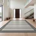 thumbnail image 1 of Design&I 5'x7' Washable Area Rug Striped Classic Checkered Border With Center Band Arrangement for Small Living Room, Bedroom, Sleek Flatweave Pet Friendly & Non-Slip, 1 of 7