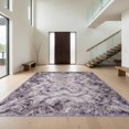 thumbnail image 1 of Design&I 5'x7' Washable Area Rug Tie Marbled Dye Cloudy Triangular Frame Gradient Swirl Purple for Dining Room, Under Table, Home Office, Snag-Free, Skid-Resistant, 1 of 7