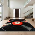 thumbnail image 1 of Design&I 5'x7' Washable Area Rug Vinyl Retro Record Music Disc Motif Concentric Groove Round Cd for Guest Room, Lounge, Apartment, Flatweave & Daily Traffic Ready, 1 of 7