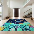 thumbnail image 1 of Design&I 5'x7' Washable Area Rug Whale Turtle Crab Coral Reef Cartoon Underwater Marine Motif for Dining Room, Under Table, Home Office, Snag-Free, Skid-Resistant, 1 of 7
