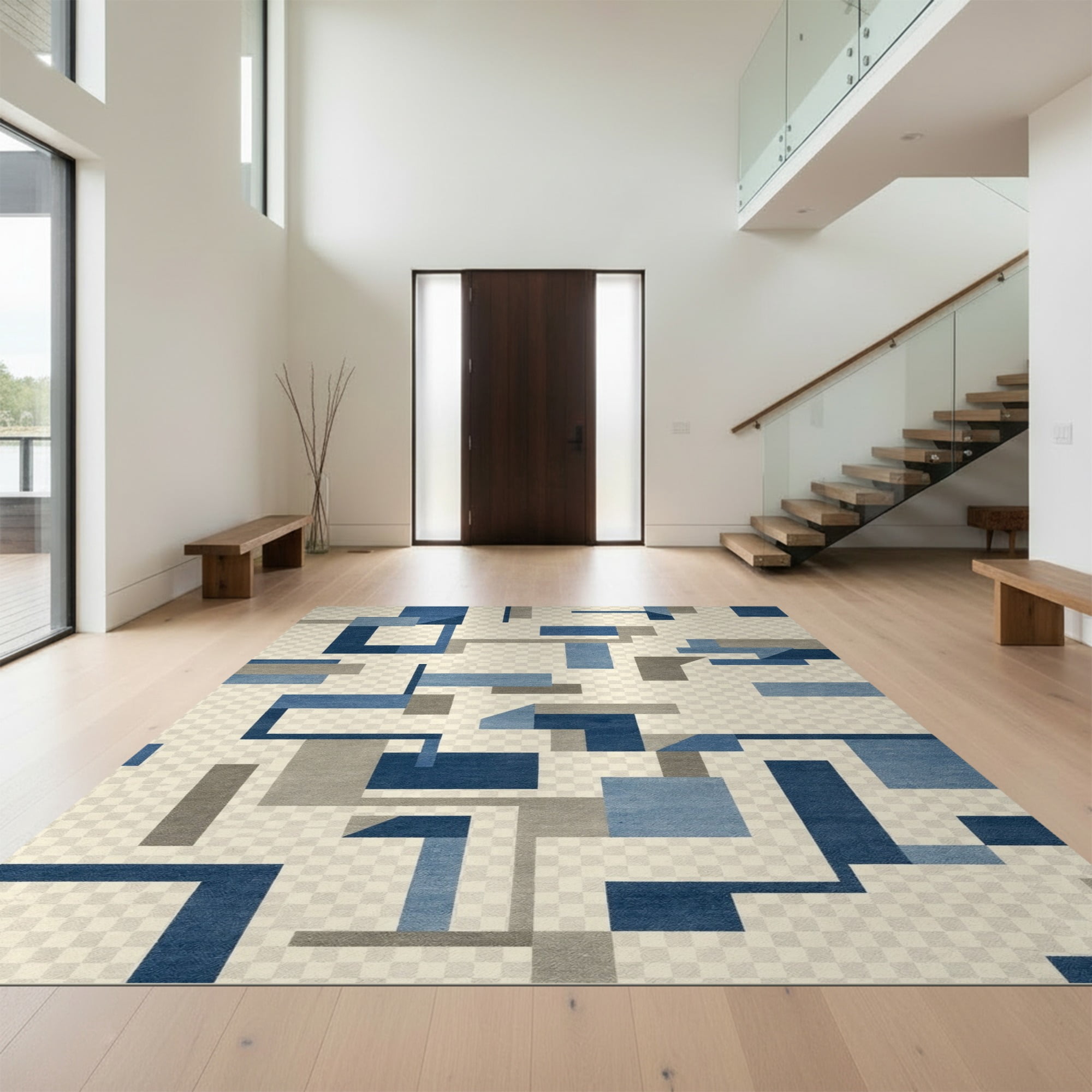 Block Pattern Area Rug Design&I 6'x9' Ultra Soft Area Rug, Abstract Contemporary Interlocking ...