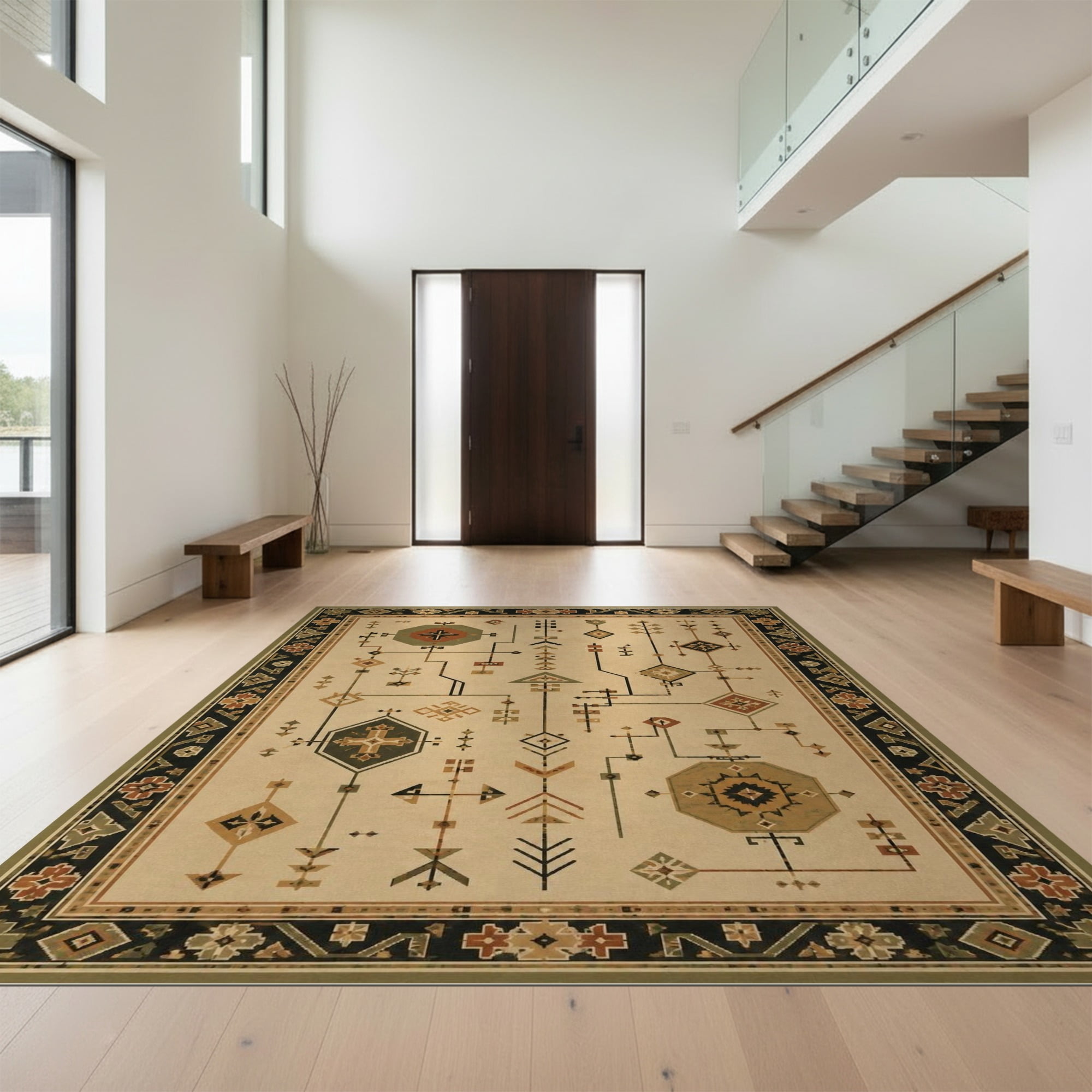 Home Rug Design Design&I 6'x9' Ultra Soft Area Rug, Beige Geometric Design Intricate ...
