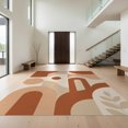 thumbnail image 1 of Design&I 6'x9' Ultra Soft Area Rug, Beige Terracotta Geometric Abstract Modern Curved Lines with Leaf Motif Fluffy Washable Non Shedding for Guest Room Bedroom Living Room, 1 of 3