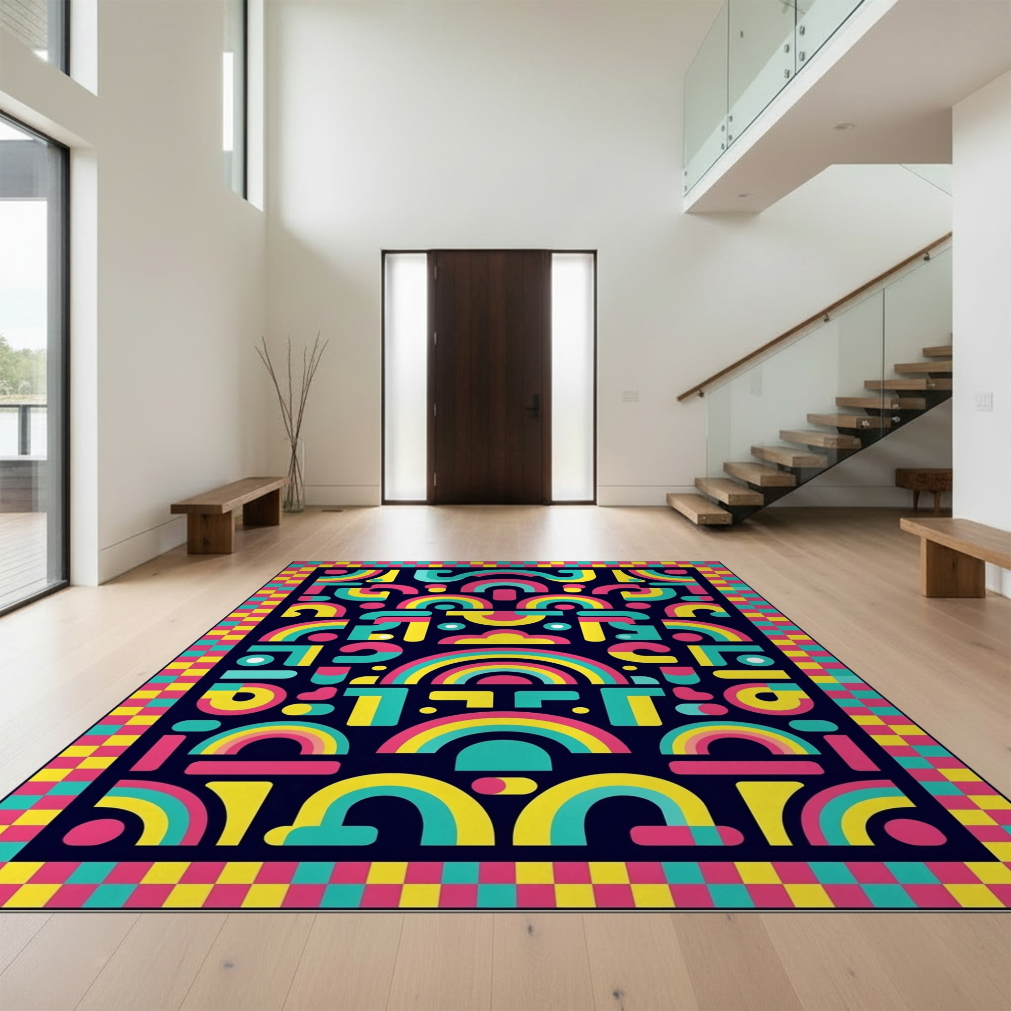 Playful Rug Design&I 6'x9' Ultra Soft Area Rug, Cool Blocky Design Eclectic ...