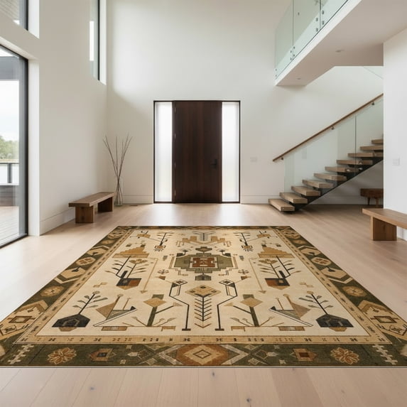 Earthy Looking Rugs Design&I 6'x9' Ultra Soft Area Rug, Earthy Tones Geometric Symmetry ...