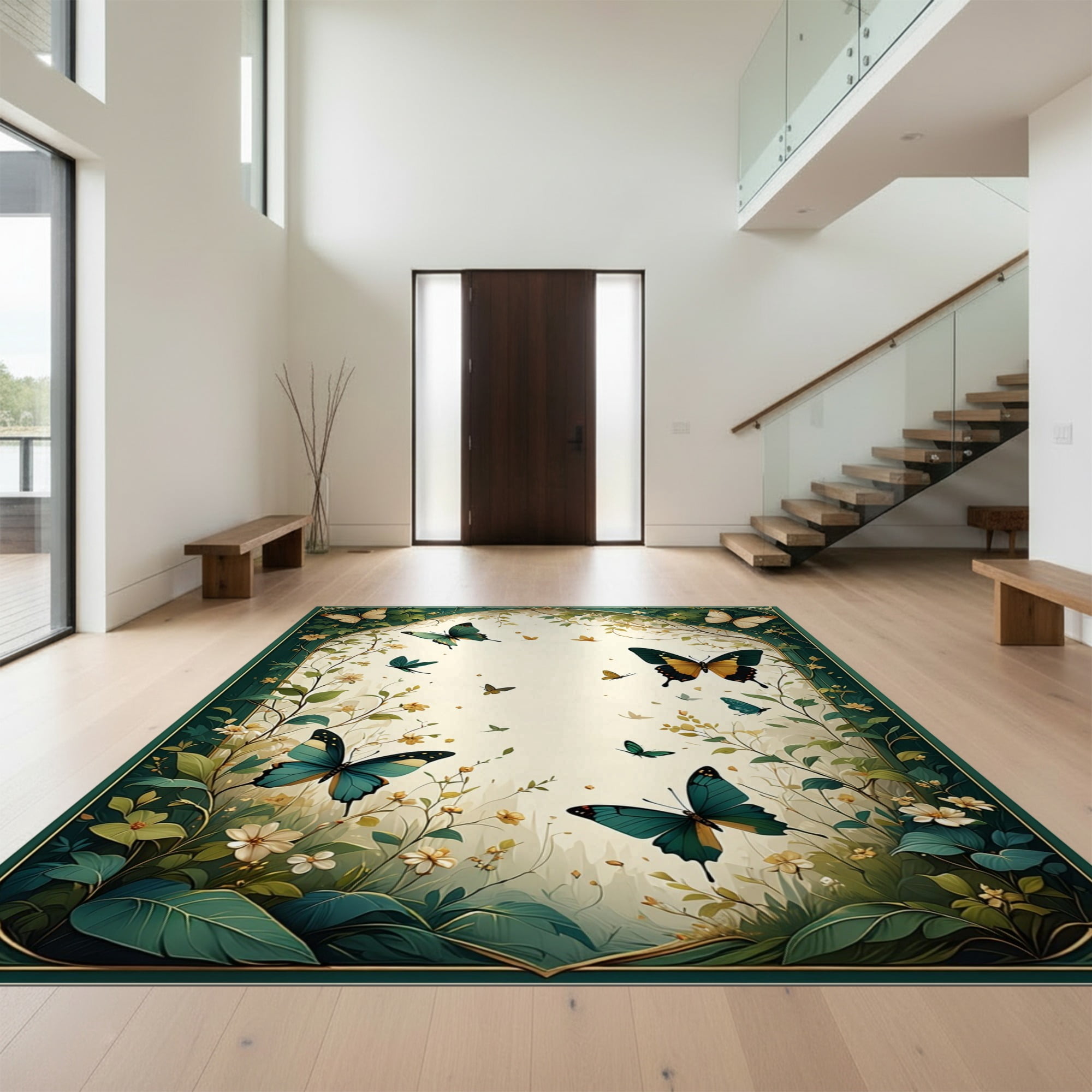 Insect Area Rug Design&I 6'x9' Ultra Soft Area Rug, Geometric Insect Butterfly Print ...