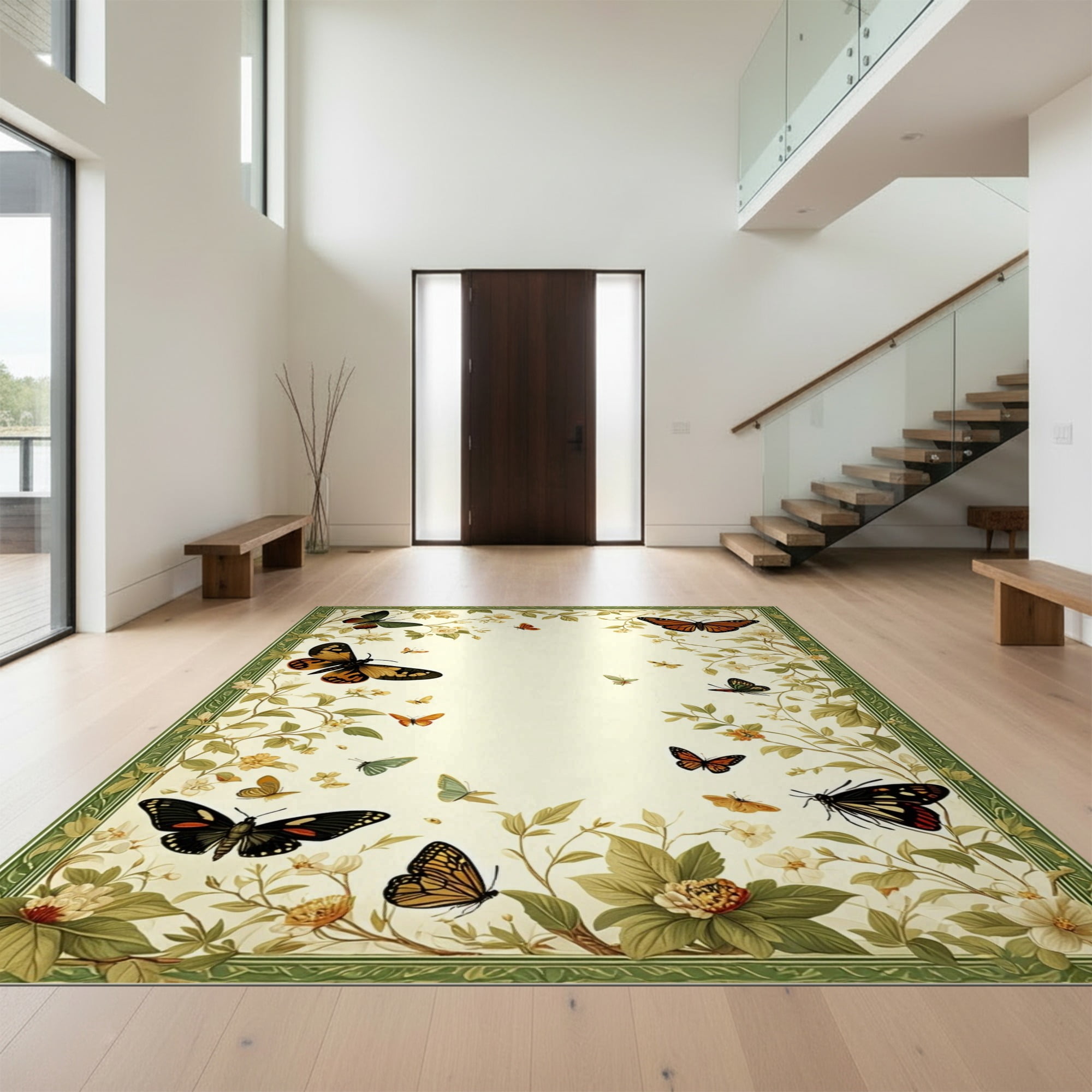Insect Area Rug Design&I 6'x9' Ultra Soft Area Rug, Geometric Vintage Botanical Insect ...
