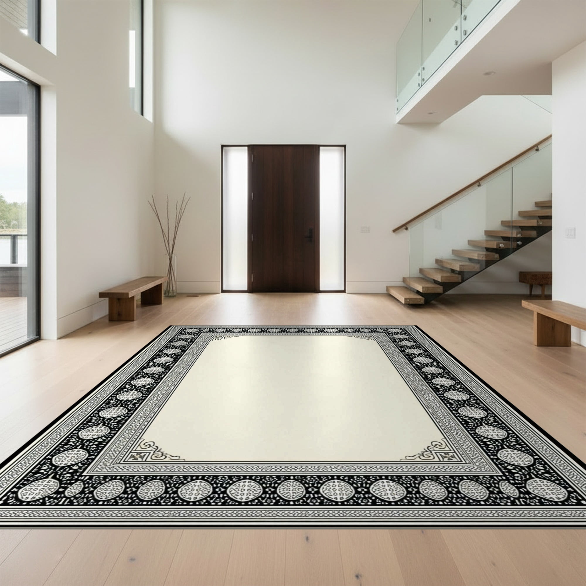 Entry Area Rug Design&I 6'x9' Ultra Soft Area Rug, Long Border Skid Minimalist Arc ...