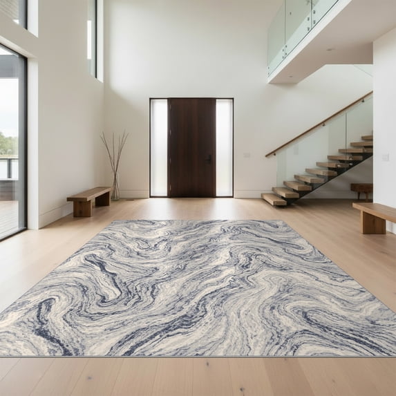 Design&I 6'x9' Ultra Soft Area Rug, That Mediterranean Couch Inspired Flowing Veined Beachy Dusty None Fluffy Washable Non Shedding for Guest Room Bedroom Living Room