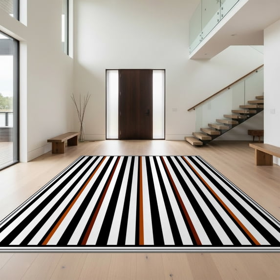 Minimalistic Pattern For Rug Design&I 6'x9' Ultra Soft Area Rug, Minimalist Bold Bands Border Front ...
