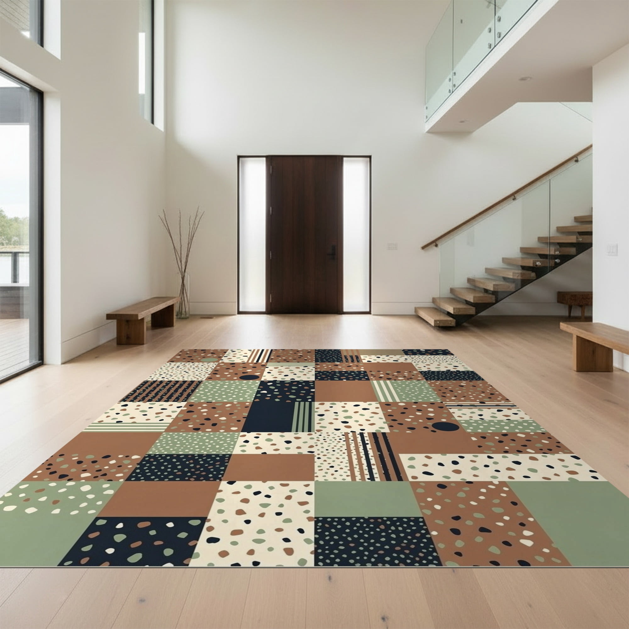 Design&I 6'x9' Ultra Soft Area Rug, Modern Patchwork Grid Layout ...