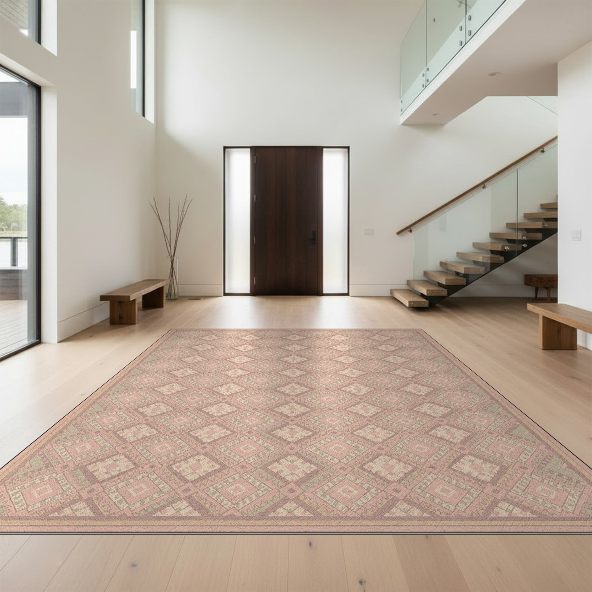 Pink Rug Room Design&I 6'x9' Ultra Soft Area Rug, Pink Contemporary Geometric ...