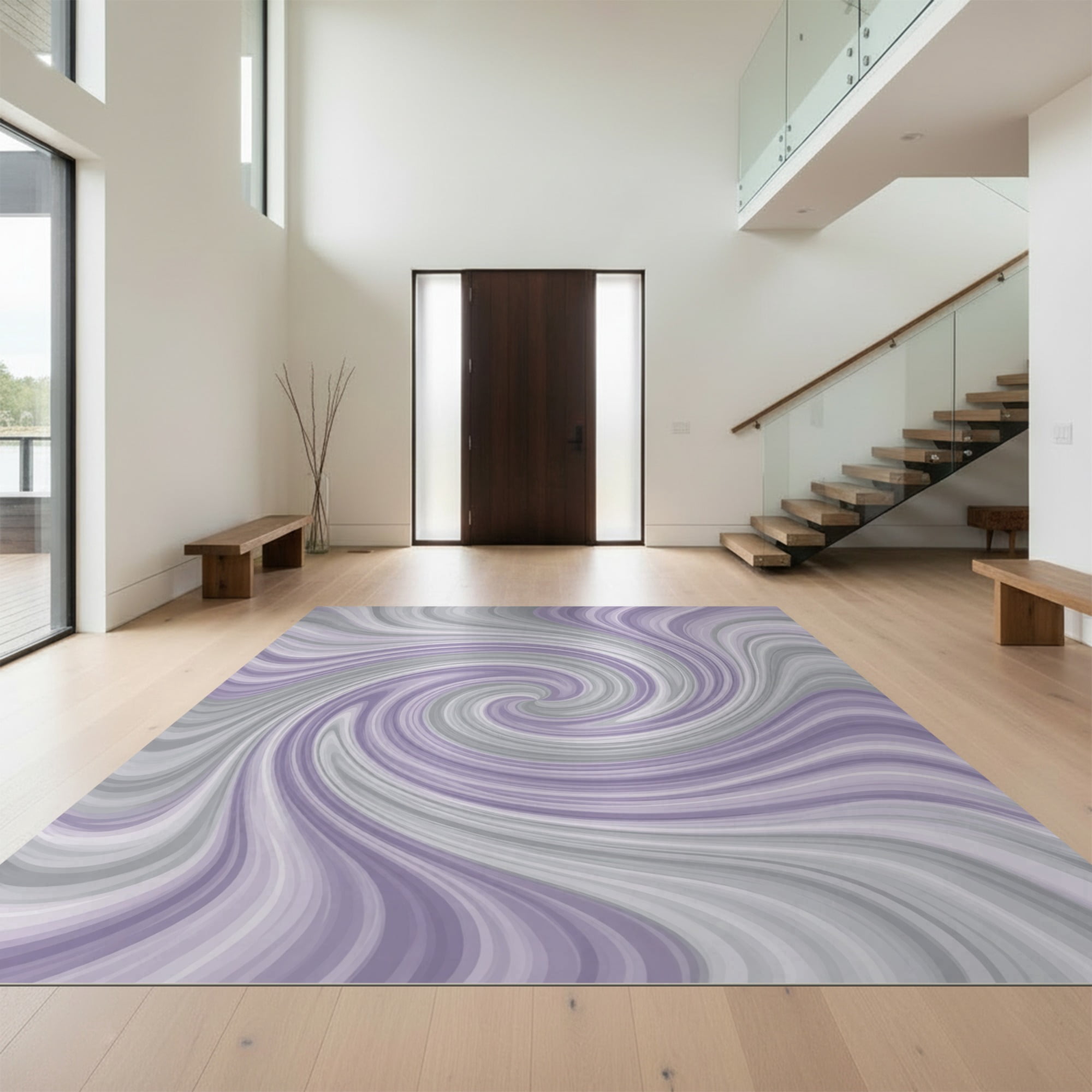 Design&I 6'x9' Ultra Soft Area Rug, Purple Fluid Grey Effect ...