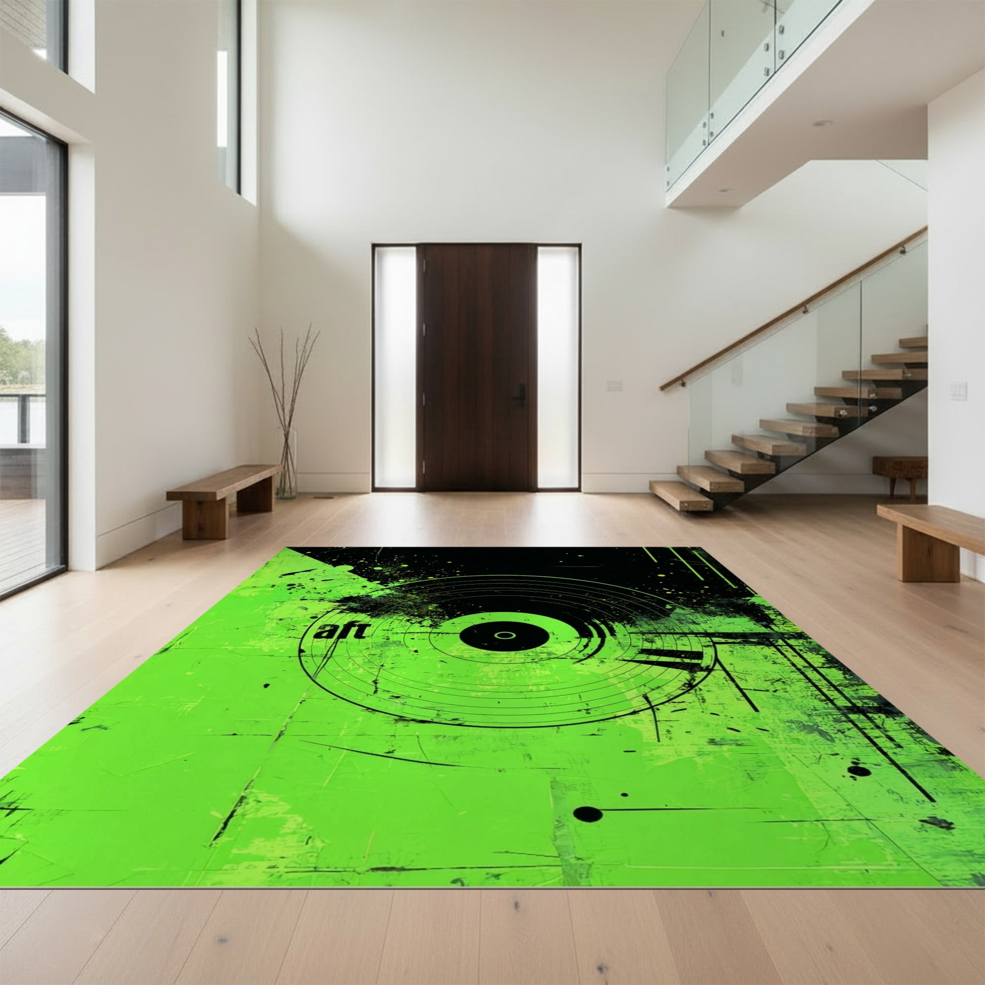 Design&I 6'x9' Ultra Soft Area Rug, Record Cd Abstract Vinyl Disc ...