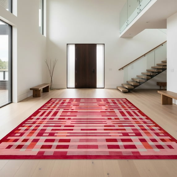 Solid Plush Rug Design&I 6'x9' Ultra Soft Area Rug, Solid Plush Interlocking Tonal Grid ...