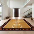 thumbnail image 1 of Design&I 6'x9' Ultra Soft Area Rug, Tan Warm Honey Basketball Design Dynamic Court Motif with Bold Border Fluffy Washable Non Shedding for Guest Room Bedroom Living Room, 1 of 7