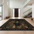 thumbnail image 1 of Design&I 6'x9' Washable Area Rug Black Gold Celestial and Botanical Elegance Enchanting Floral Astral Motifs for Queen Size Bedroom, Under Bed, Sleek Flatweave Pet Friendly, 1 of 7