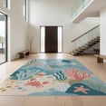 thumbnail image 1 of Design&I 6'x9' Washable Area Rug Blue Ocean Underwater Adventure Playful Marine Life with and Fish for Dining Room, Under Table, Office, Snag-Free, 1 of 7