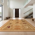 thumbnail image 1 of Design&I 6'x9' Washable Area Rug Motif Vintage Hardwood Tones Bold Jersey Numbers Stripe Basketball Flowing for Queen Size Bedroom, Under Bed, Sleek Flatweave Pet Friendly, 1 of 7