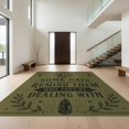 thumbnail image 1 of Design&I 6'x9' Washable Area Rug Olive Green Celestial Typography Sun and Moon Motif with Inspirational Text for Living Room, Family Indoor, Oversized Skid-Resistant, 1 of 7