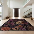 thumbnail image 1 of Design&I 6'x9' Washable Area Rug Oversized Skid-Resistant Deep Purple Mystic Garden and Gothic Enchanted Floral Skull Motif for Living Room, Family Indoor, 1 of 7