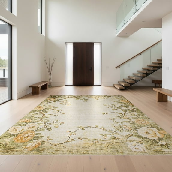 Design&I 6'x9' Washable Area Rug Oversized Skid-Resistant Distressed ...