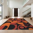 thumbnail image 1 of Design&I 6'x9' Washable Area Rug Oversized Skid-Resistant Orange Black Geometric and Motifs Elegant Contrast of Curves Angles for Living Room, Family Indoor, 1 of 7