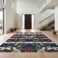 thumbnail image 1 of Design&I 6'x9' Washable Area Rug Oversized Skid-Resistant Patriotic Striped Border Wreath Stripe Round Botanical Leaves Playful Expressive for Living Room, Family Indoor, 1 of 7