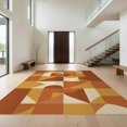 thumbnail image 1 of Design&I 6'x9' Washable Area Rug Oversized Skid-Resistant Terracotta Mid Century Burnt Orange Interlocking Boho Midcentury for Living Room, Family Indoor, 1 of 7