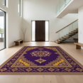 thumbnail image 1 of Design&I 6'x9' Washable Area Rug Purple Repeating Bedside Graphic Detailing Balanced Cuartos Alfombras for Queen Size Bedroom, Under Bed, Sleek Flatweave Pet Friendly, 1 of 7