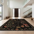 thumbnail image 1 of Design&I 6'x9' Washable Area Rug Sleek Flatweave Pet Friendly Black Gold Celestial Garden Botanical Design Elegant Floral Starry Night for Queen Size Bedroom, Under Bed, 1 of 7