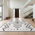 thumbnail image 1 of Design&I 6'x9' Washable Area Rug Sleek Flatweave Pet Friendly Black White Geometric Precision Design Symmetrical with Bold Accents for Queen Size Bedroom, Under Bed, 1 of 7