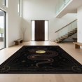 thumbnail image 1 of Design&I 6'x9' Washable Area Rug Sleek Flatweave Pet Friendly Celestial Mystical Tarot Motif With Moon And Gothic Border Snake Flowing Dynamic for Queen Size Bedroom, Under Bed, 1 of 7