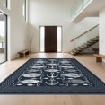 thumbnail image 1 of Design&I 6'x9' Washable Area Rug Snag-Free Fish Emblems Fishing Swimming Creatures Maritime Hunting Animals for Dining Room, Under Table, Office, 1 of 7