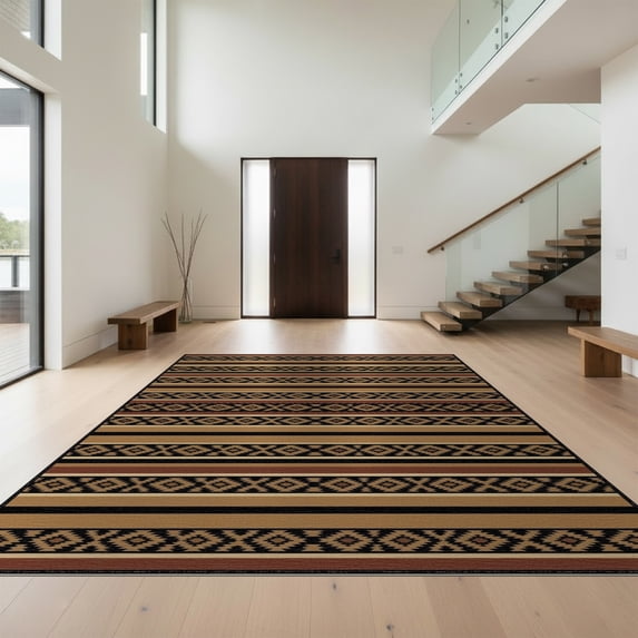 Design&I 6'x9' Washable Area Rug Striped Repeating Horizontal Stripe ...