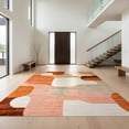 thumbnail image 1 of Design&I 8'x10' Ultra Soft Area Rug, Burnt Orange Terracotta Retro Abstract Mid Century Boho Midcentury Modern Curved Earth Tone Fluffy Washable Non Shedding for Bedroom Living Room Under Sectional, 1 of 7