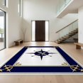 thumbnail image 1 of Design&I 8'x10' Ultra Soft Area Rug, Maritime Compass Rose Anchor Motif Sailor Knot Border Round Design None Fluffy Washable Non Shedding for Bedroom Living Room Under Sectional, 1 of 7