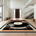 thumbnail image 1 of Design&I 8'x10' Ultra Soft Area Rug, Music Vinyl Cd Record Disc Retro Soundwave Border Vintage Note None Fluffy Washable Non Shedding for Bedroom Living Room Under Sectional, 1 of 7