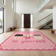 thumbnail image 1 of Design&I 8'x10' Ultra Soft Area Rug, Pink Whimsical Cats and Floral Motif Design Charming Animal Illustrations with Playful Fluffy Washable Non Shedding for Bedroom Living Room Under Sectional, 1 of 3