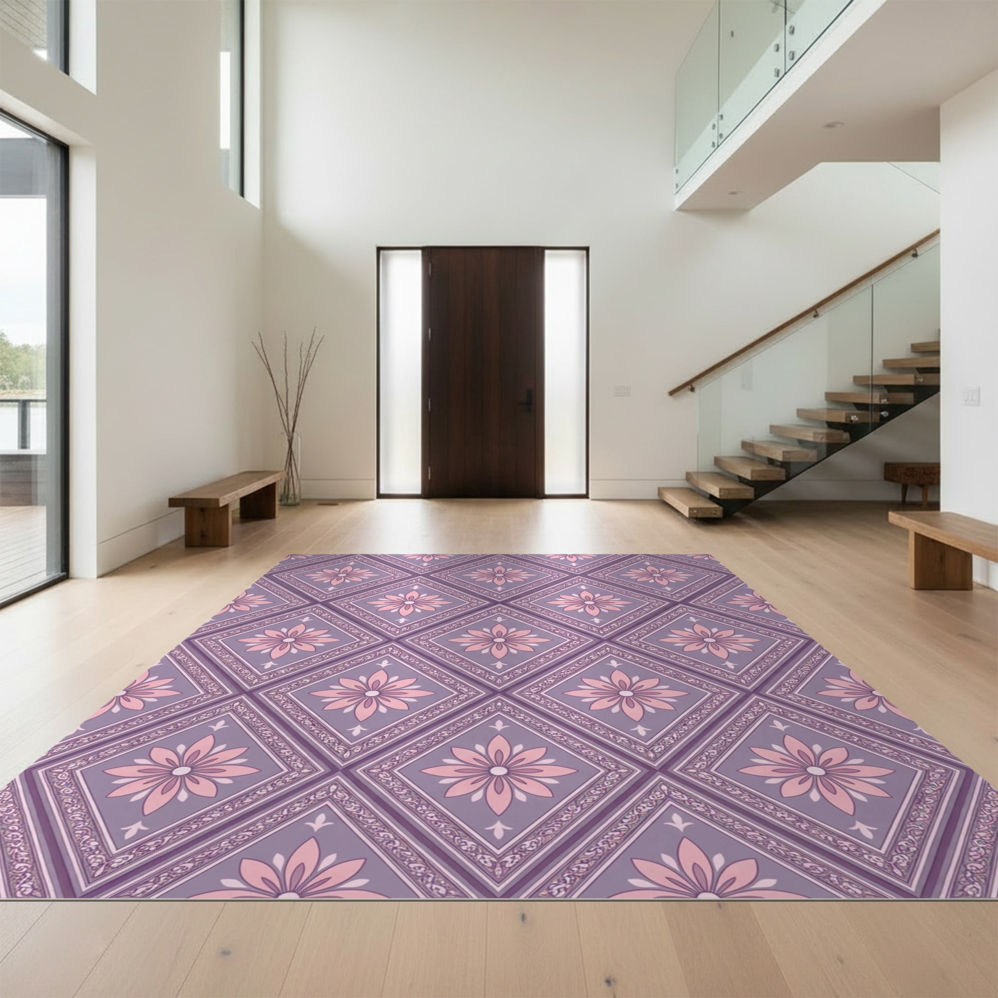 Design&I 8'x10' Ultra Soft Area Rug, Symmetrical Rhombus Layout ...