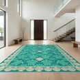 thumbnail image 1 of Design&I 8'x10' Washable Area Rug Beach Nautical Ocean Tropical With Seashell Border Sea Turtle Refined Structured for King Size Bedroom, Under Bed, Sleek Flatweave Pet Friendly, 1 of 7
