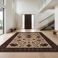 thumbnail image 1 of Design&I 8'x10' Washable Area Rug Beige Autumnal Burgundy Floral Pumpkin Design Elegant Vintage Style for King Size Bedroom, Under Bed, Sleek Flatweave Pet Friendly, 1 of 7