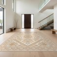 thumbnail image 1 of Design&I 8'x10' Washable Area Rug Beige Boho Symmetrical Concentric Motif Farmhouse Vintage Dining for Room, Large Office, Lounge, Snag-Free, 1 of 7
