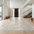 thumbnail image 1 of Design&I 8'x10' Washable Area Rug Beige Cream Flowing Motif Greige Transitional Print Neutral Plush for King Size Bedroom, Under Bed, Sleek Flatweave Pet Friendly, 1 of 7