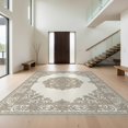 thumbnail image 1 of Design&I 8'x10' Washable Area Rug Beige Latte Boho Taupe Ivory Delicate Scrolling Balanced Farmhouse for Living Room, Family Extra Large Skid-Resistant Low Profile, 1 of 7
