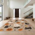 thumbnail image 1 of Design&I 8'x10' Washable Area Rug Beige Orange Whimsical Halloween Themed Design Charming Autumn Motifs with Playful Cats for Dining Room, Large Office, Lounge, Snag-Free, 1 of 7