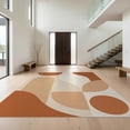 thumbnail image 1 of Design&I 8'x10' Washable Area Rug Beige Terracotta Geometric Abstract Modern Shapes with Curved Lines for Dining Room, Large Office, Lounge, Snag-Free, 1 of 7