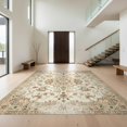 thumbnail image 1 of Design&I 8'x10' Washable Area Rug Beige Yellow Vintage Distressed Border Traditional Scrolling for King Size Bedroom, Under Bed, Sleek Flatweave Pet Friendly, 1 of 7